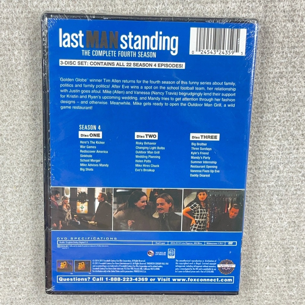 3 Disc DVD - LAST MAN STANDING Complete Season 4 (2014) R1 - BRAND NEW & SEALED - Picture 2 of 3